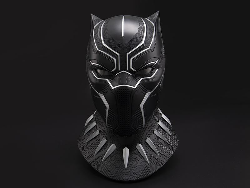 black panther motorcycle helmet skin Killerbody 1:1 Black Panther Wearable Helmet Life Size w/Display Stand & Eye Lights & Touch Control System & Collectible