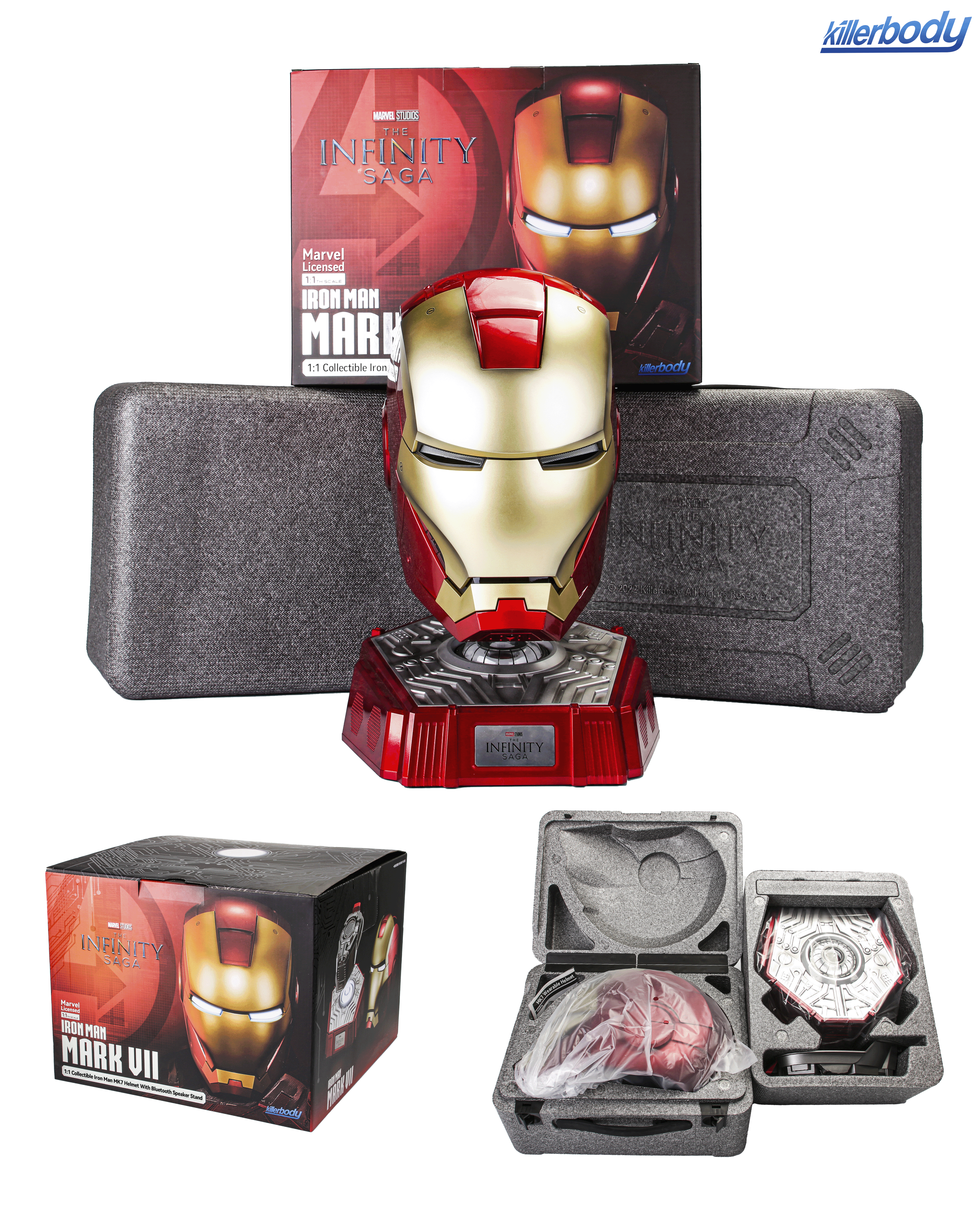 Killerbody 1: 1 Collectible Iron Man MK7 Wearable Helmet with Bluetoot